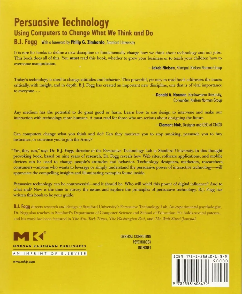 Back cover of the book Persuasive Technology by B.J. Fogg