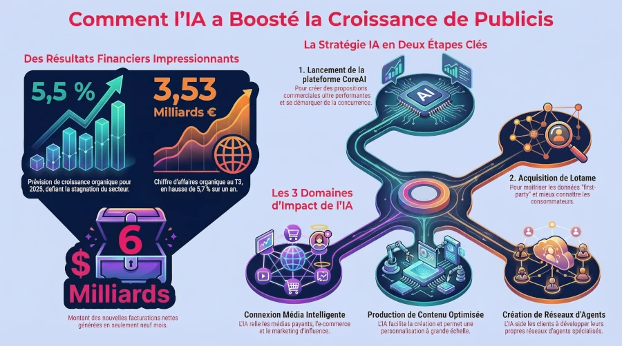 Chart illustrating Publicis organic revenue growth powered by its AI-driven marketing strategy.