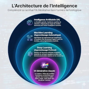 Neural network architecture diagram with glowing nodes
