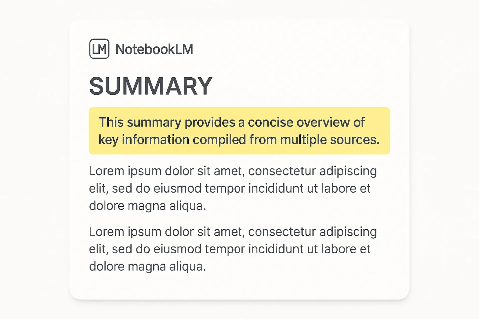 Summary document in NotebookLM