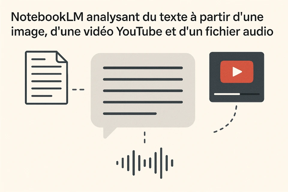 Logo YouTube et audio avec un fichier texte