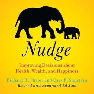 Book cover illustration of Nudge by Richard Thaler and Cass Sunstein