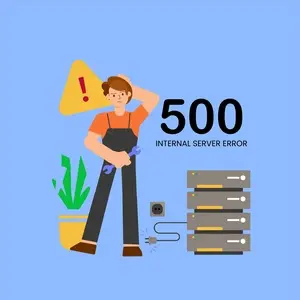 Server error 503 screen with warning signs