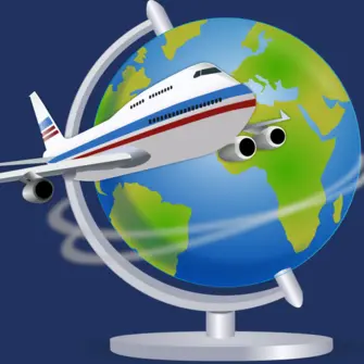 IATA NDC logo - globe with commercial airliner