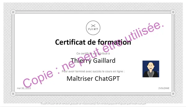 Certificate for Mastering ChatGPT and Generative AI by Benoît Raphaël