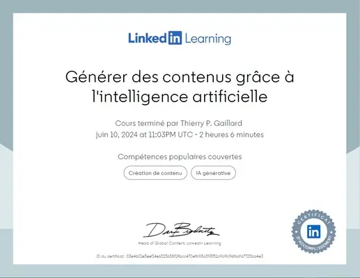 LinkedIn certificate for Content Generation with AI