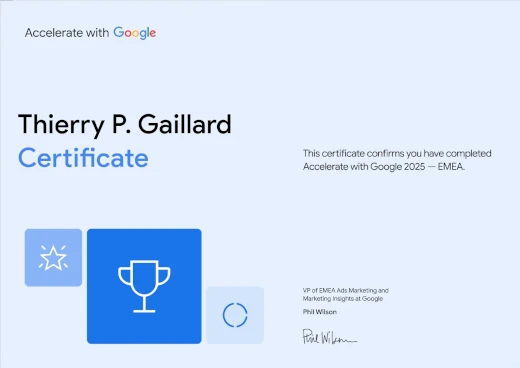 Google Accelerate certification for advanced digital marketing