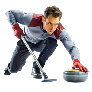 Joueur de curling regardant sa cible dans une allégorie du management
