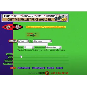 Home page of the HotBot search engine