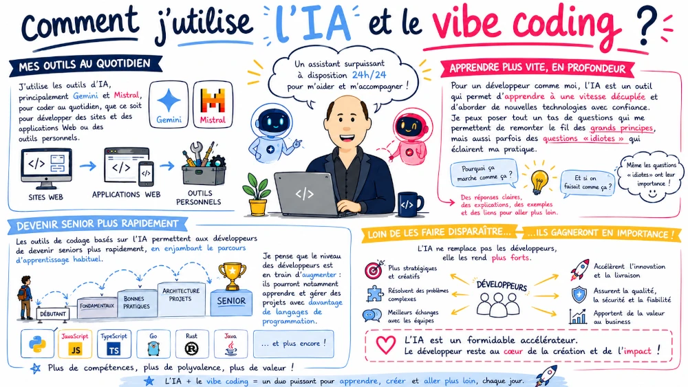 Sketchnote on AI development workflow and vibe coding